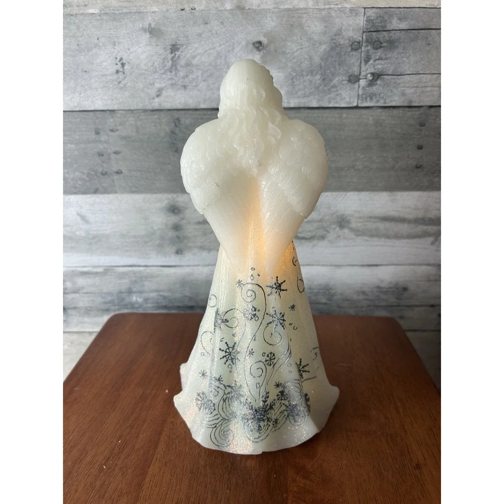 Wax Lighted Angel With Flowers 11